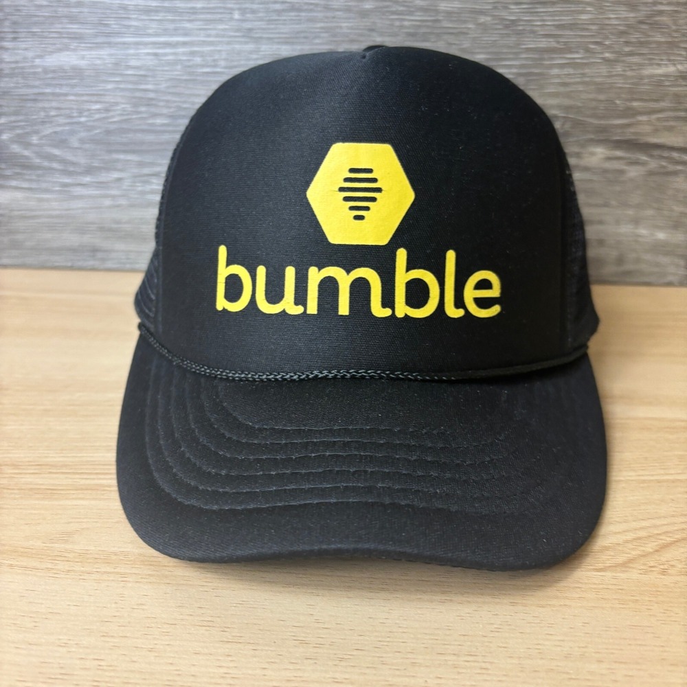 Bumble Hat Cap Snapback Black Trucker Logo Adjustable